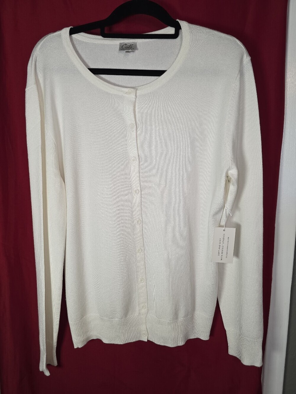 Cielo White Button Front Cardigan Sweater Plus Size 1XL SW280